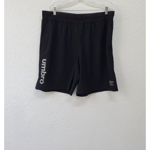 Umbro Shorts XL Black Spell Out Reflective Polyester Spandex - Picture 3 of 5